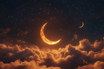 Fototapeta premium A Beautiful Ramadan Kareem Background Featuring Islamic Symbols.