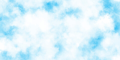 Cloudy and grunge brush painted blue sky Water color background, painted mottled blue paper texture vintage marble effect blue background, Grunge aquarelle painted blue sky texture.