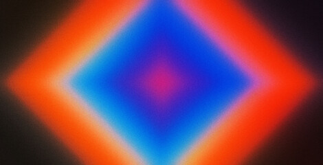 Vibrant rainbow, orange blue teal white psychedelic grainy gradient color flow wave on black...