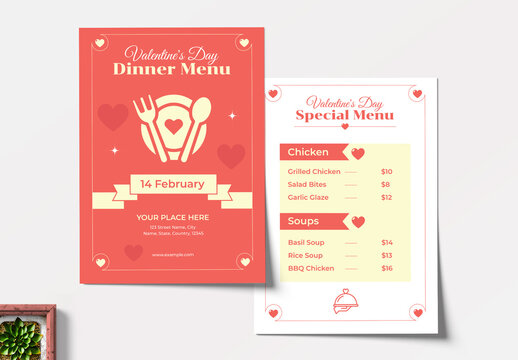 Valentine's Day Dinner Flyer & Menu