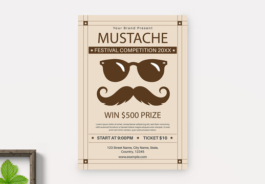 Vintage Mustache Competition Flyer Layout