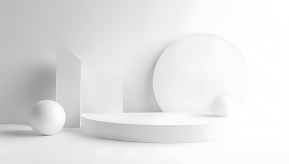 Minimalist composition featuring geometric shapes in a white space.