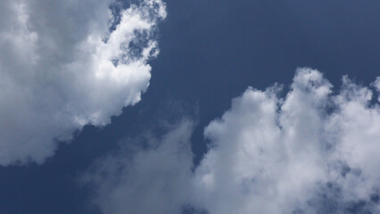 White clouds scattered in the blue sky