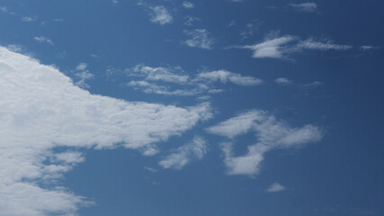 White clouds scattered in the blue sky
