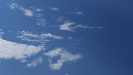 White clouds scattered in the blue sky