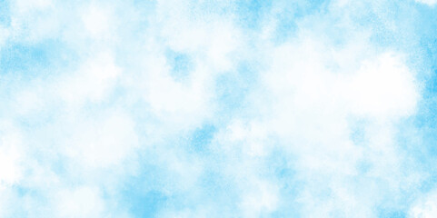 Cloudy and grunge brush painted blue sky Water color background, painted mottled blue paper texture vintage marble effect blue background, Grunge aquarelle painted blue sky texture.