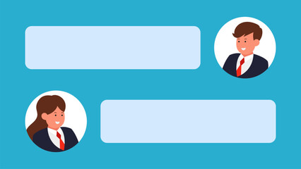 Virtual Online Communication Business Illustration Graphic Vector Style. Character Concept Under Discussion