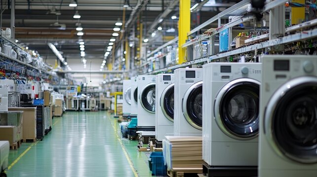 Production of washing machines in a factory