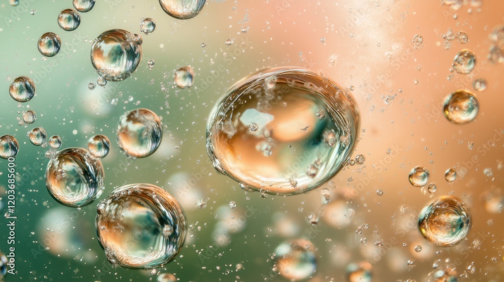 Aufkleber bubbles rise and shimmer in a colorful background, creating a mesmerizing aquatic display of light a