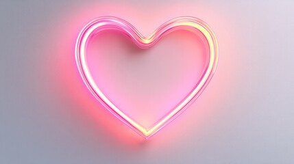 Simple Valentine's Day frame with a light pink outline and soft heart-shaped glow, isolated on white