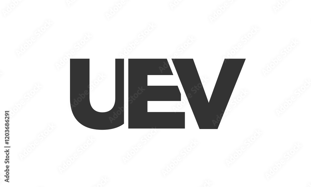 Poster UEV logo design template with strong and modern bold text. Initial based vector logotype featuring simple and minimal typography. Trendy company identity.