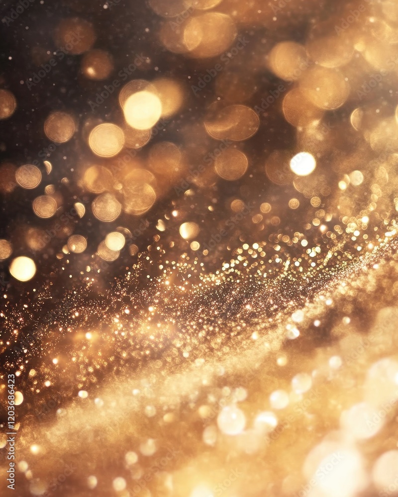 Aufkleber abstract golden bokeh sparkle background with light dust particles.