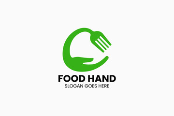 Food Hand Logo. Vector Illustration