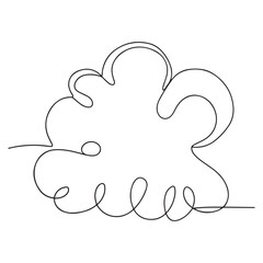 Clouds one continuous line drawing, Vector illustration drawn with one continuous line of clouds in the sky. Single line concept of overcast cloudy weather, Cloud one line drawing.