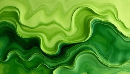 Abstract Green Swirling Liquid Marble Design