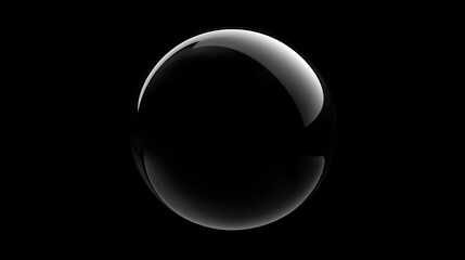 Black Glossy Sphere on a Dark Background Captivating Visual Effect