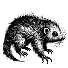 Silhouette of a Woolly monkey, illustration of a Lagothri