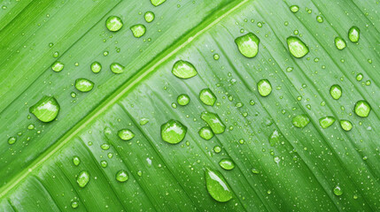 Water intake for hydration balance concept. Close up of fresh green leaf with water droplets, showcasing balance through nature