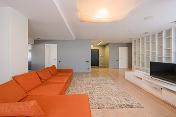 standard interior apartment. living room with sofa