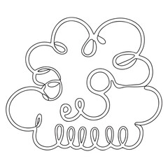 Clouds one continuous line drawing, Vector illustration drawn with one continuous line of clouds in the sky. Single line concept of overcast cloudy weather, Cloud one line drawing.