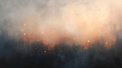 Ethereal Abstract Background with Golden Bokeh and Dark Textured Gradient.