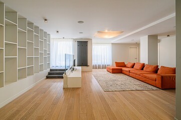 standard interior apartment. living room with sofa