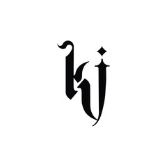 KJ monogram logo design letter text name symbol monochrome logotype alphabet character simple logo