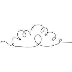 Clouds one continuous line drawing, Vector illustration drawn with one continuous line of clouds in the sky. Single line concept of overcast cloudy weather, Cloud one line drawing.