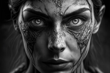 Scary Woman. Generative AI, non-existent person.	