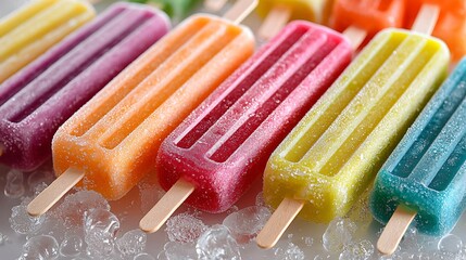 Colorful Summer Popsicles on Ice Refreshing Treat