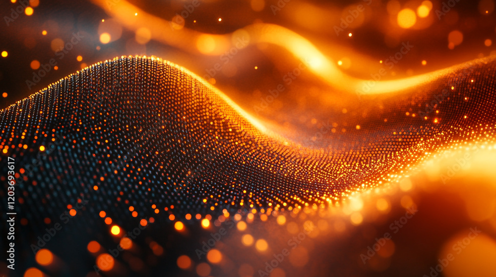 Poster Dynamic abstract waves with glowing particles create a mesmerizing visual effect of motion