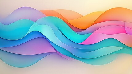 Fototapeta premium Colorful Fluid Wave Design in Teal Pink and Orange on Light Background with Copy Space