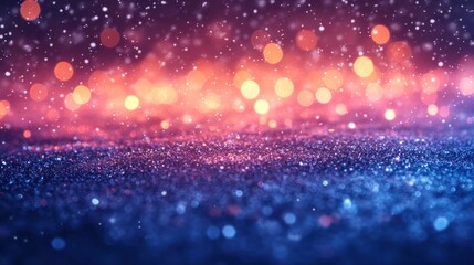 Vibrant, sparkling bokeh background with colorful lights and shimmering particles, ideal for festive designs