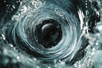 Abstract Deep Water Vortex with Starry Galaxy Center, Sci-Fi Background