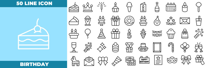 Birthday Line Editable Icons set