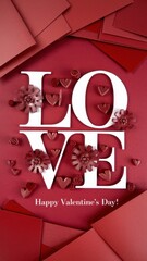 Obraz premium Red background with white letters that say 