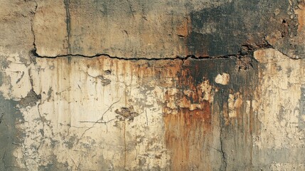 Abstract Textured Concrete Wall with Crack and Weathering, Grunge Background.