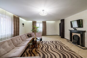standard interior apartment. living room with sofa