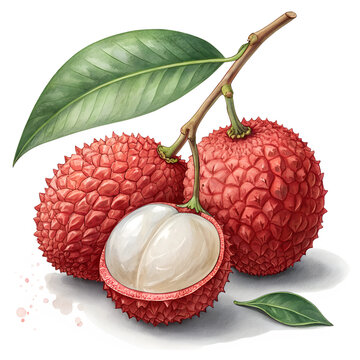 illustration of the lichi fruit  , isolated soft focus on the transparent background