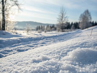 Freshly Fallen Snow on Winter Landscape - High-Resolution Stock Photo