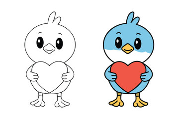 Cute Bird Outline Coloring Page Design