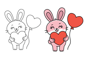 Cute Bunny Outline Coloring Page Design