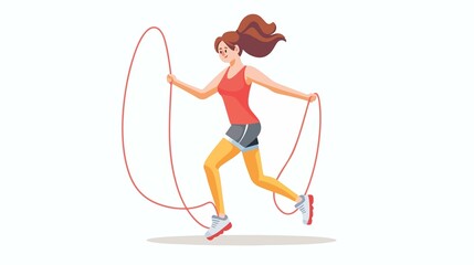 Jump Rope Illustration Isolated On White Background - Professional Fitness Training Concept