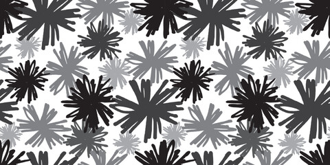 Abstract flower art seamless pattern with hand drawn flowers. Floral drawings with texture. Great for textile, fabric, wallpaper, wrapping, scrapbook and packaging