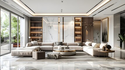 Large luxury modern bright interiors Living room 
