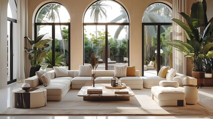 Large luxury modern bright interiors Living room 