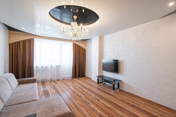 standard interior apartment. living room with sofa