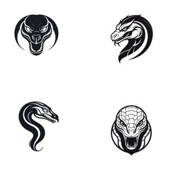Snake head vector icon set