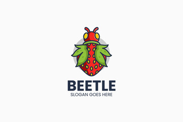 Beetle Strawberry Logo. Vector Illustration