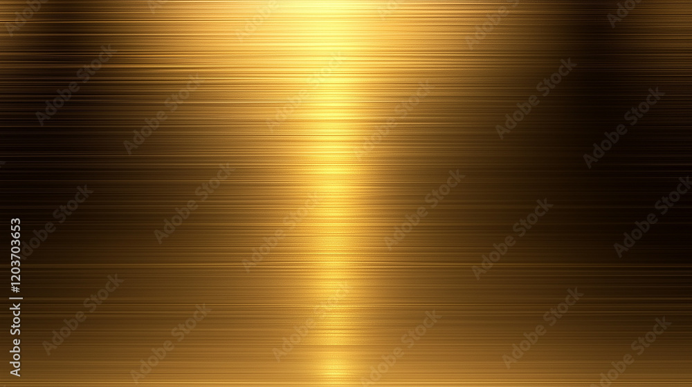 Poster Abstract golden metal texture with light reflections and shadows on a shiny bronze or brass surface. High-resolution vector-style design element showcasing intricate textures and colors, captured with